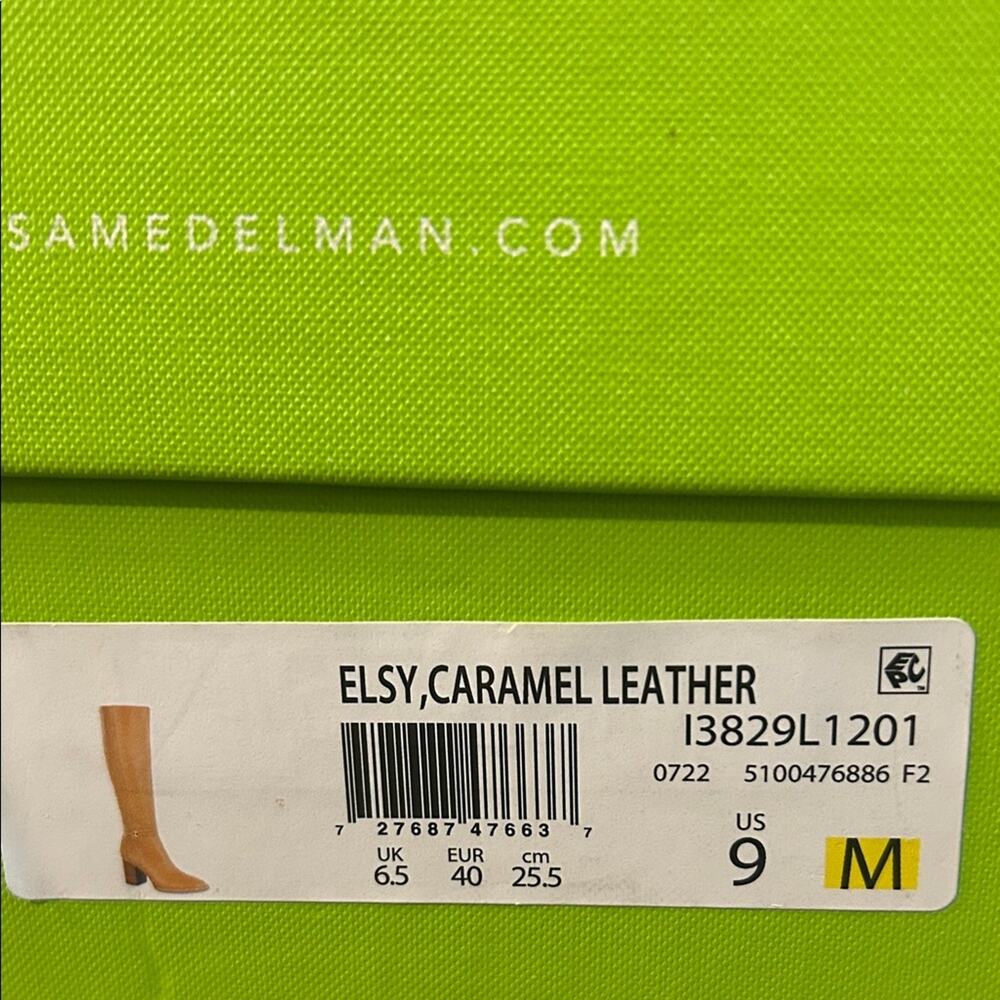 NWT Sam Edelman Elsy Caramel Leather Knee High Block Heel Boots Size 9 - Picture 3 of 10